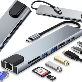 8 az 1-ben USB-C átalakító