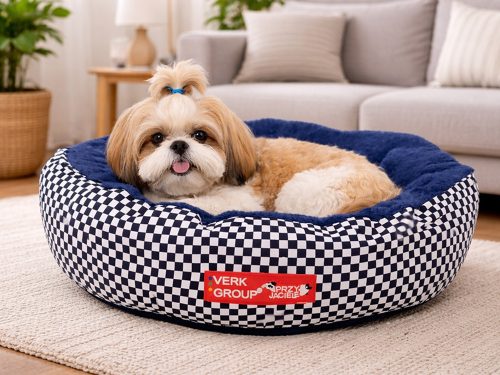 Kisállat kerek fekhely, kockás - 14x53cm