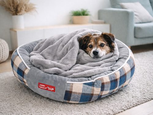 Kisállat kerek fekhely, kék - 23x55cm