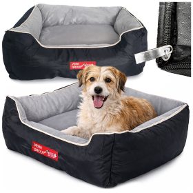 Kisállat fekhely, fekete/szürke - 65x55x20cm