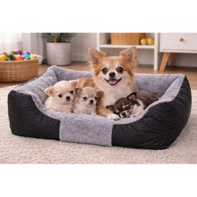 Kisállat fekhely, fekete/szürke - 65x50x16cm