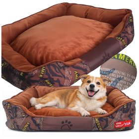 Kisállat fekhely kivehető párnával, barna - 55x70cm