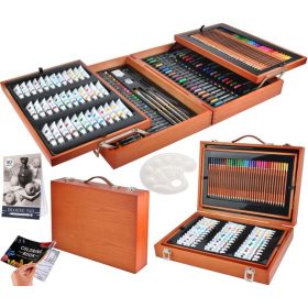 Festőkészlet, rajzkészlet, 174 darab bőröndben