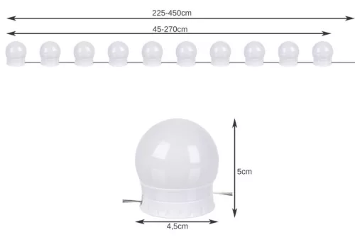 Izoxis tükörre ragasztható LED lámpa füzér - 10db