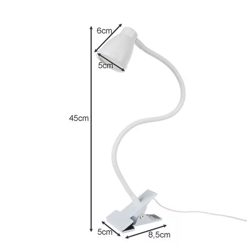 Izoxis asztali csiptetős LED lámpa USB tápellátással, 45x5x8,5cm - fehér