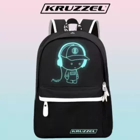   Kruzzel 19374 Smart világító hátizsák Unisex USB-vel, tolltartóval, zárral, 19l, fekete