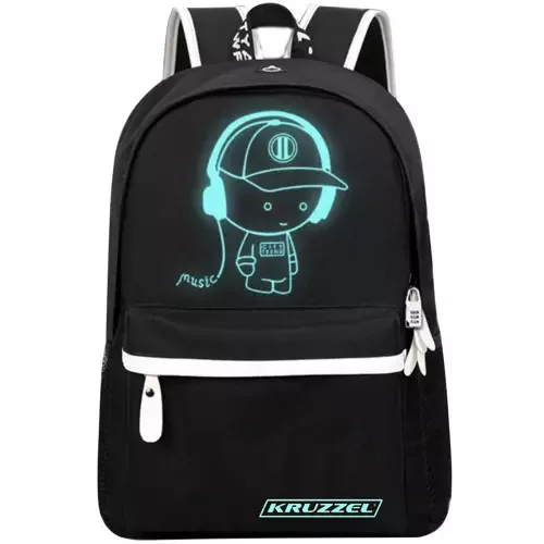Kruzzel 19374 Smart világító hátizsák Unisex USB-vel, tolltartóval, zárral, 19l, fekete