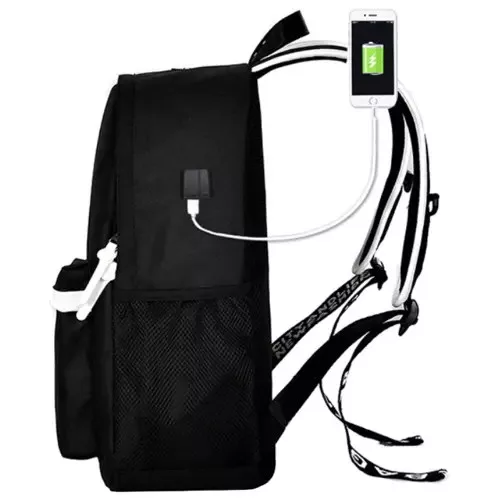 Kruzzel 19374 Smart világító hátizsák Unisex USB-vel, tolltartóval, zárral, 19l, fekete