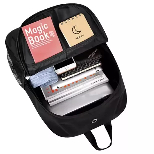 Kruzzel 19374 Smart világító hátizsák Unisex USB-vel, tolltartóval, zárral, 19l, fekete