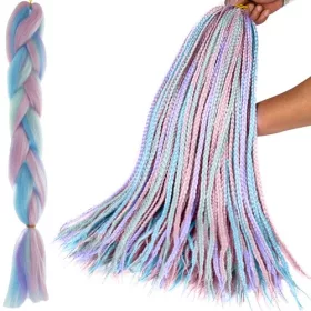   Hőálló, formázható szintetikus hajfonat, farsangra, partikra, leánybúcsúra * 60 cm, rózsaszín-kék-zö