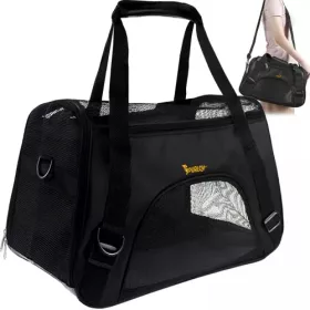   Összecsukható kisállat hordozó vállpánttal * maximális terhelés 8 kg * XL, fekete