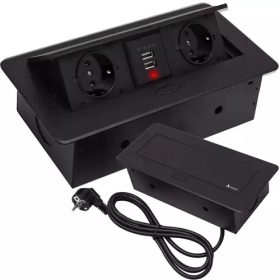   Izoxis dupla rejtett konnektor elosztó 2 USB porttal - fekete