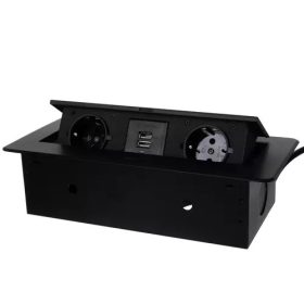   Izoxis dupla rejtett konnektor elosztó 2 USB porttal - fekete