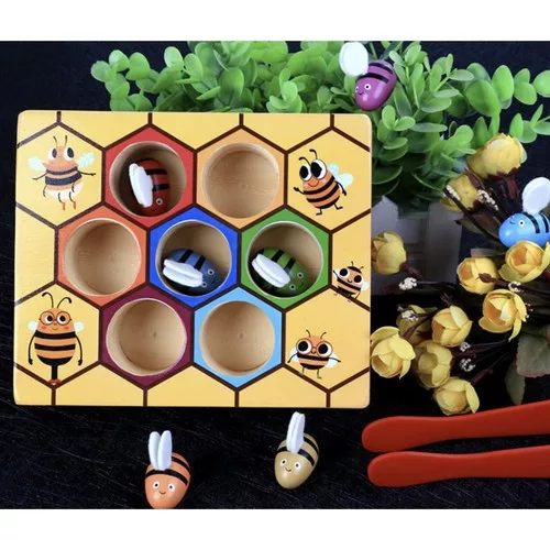 Fából készült méhecske elkapó társasjáték