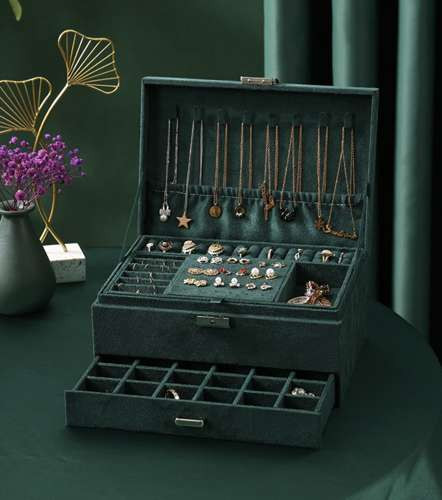 Soulima nagy ékszertartó, 11,5x24,5x17,5cm - zöld