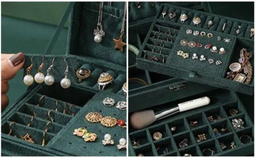 Soulima nagy ékszertartó, 11,5x24,5x17,5cm - zöld