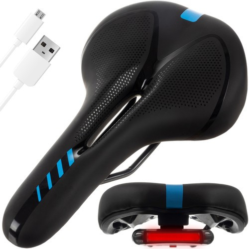 Kerékpár ülés beépített USB-ről tölthető LED lámpával - hosszú