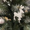 Karácsonyfa díszek fehér rénszarvas - 9db