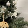 Karácsonyfa díszek fehér rénszarvas - 9db