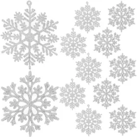 Ruhhy karácsonyfa hópehely díszek, fehér - 12db