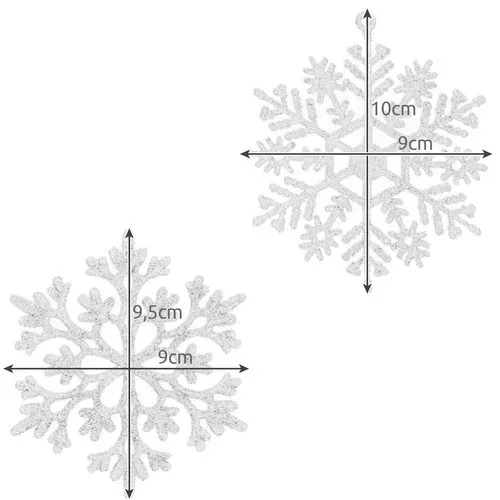 Ruhhy karácsonyfa hópehely díszek, fehér - 12db