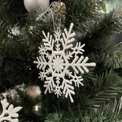 Ruhhy karácsonyfa hópehely díszek, fehér - 12db