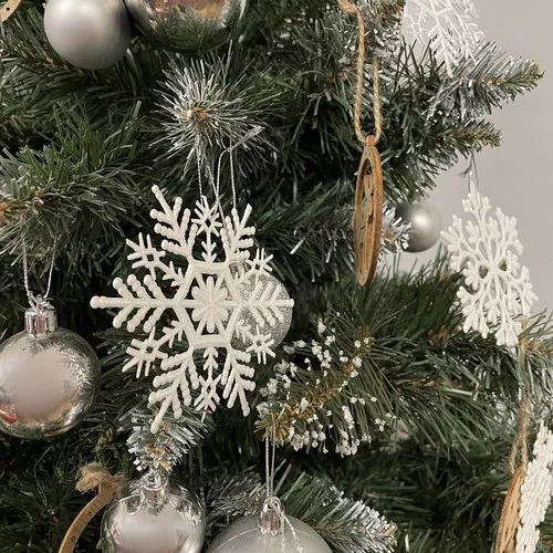 Ruhhy karácsonyfa hópehely díszek, fehér - 12db