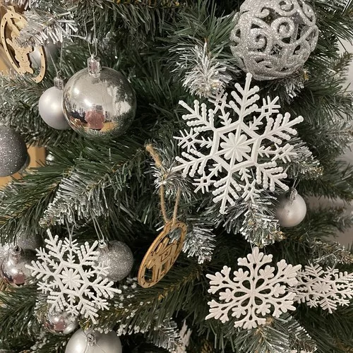 Ruhhy karácsonyfa hópehely díszek, fehér - 12db