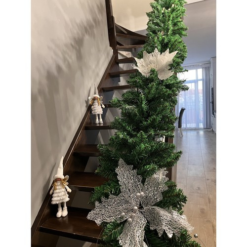 Ruhhy karácsonyi dekor tündér figura, 40x14x9cm - fehér/ezüst