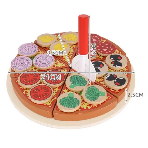Kruzzel fa játék pizza, szeletelhető - 21x2,5cm