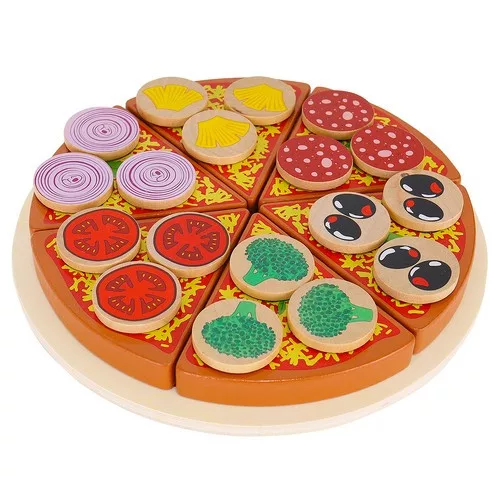 Kruzzel fa játék pizza, szeletelhető - 21x2,5cm