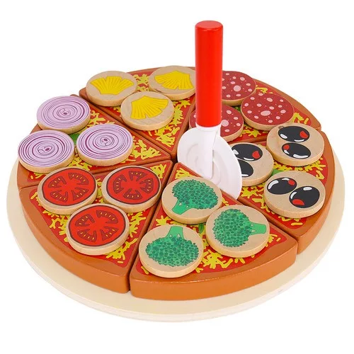 Kruzzel fa játék pizza, szeletelhető - 21x2,5cm