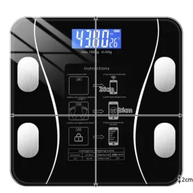   Ruhhy okos személymérleg LED kijelzővel és 180kg-os teherbírással, 26x26x2,2cm - fekete