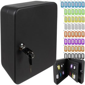   Malatec kulcsszéf 48db akasztóval és 48db bilétával - 25x20x8cm - fekete