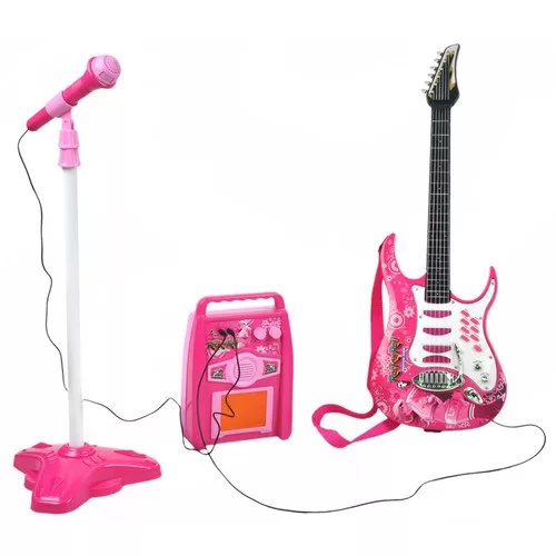 Iso trade játék elektromos gitár erősítővel és mikrofonnal - rózsaszín