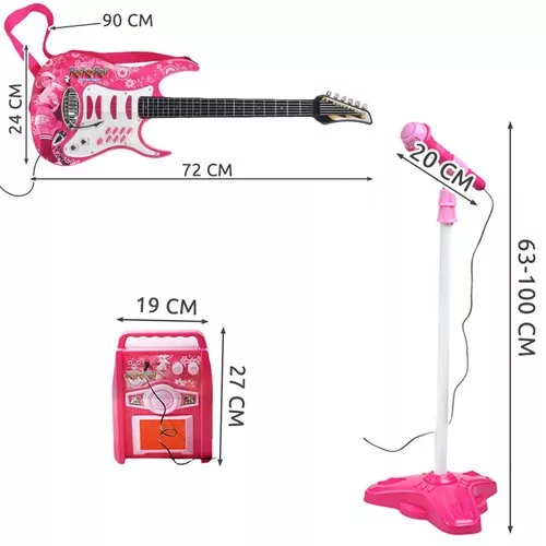Iso trade játék elektromos gitár erősítővel és mikrofonnal - rózsaszín