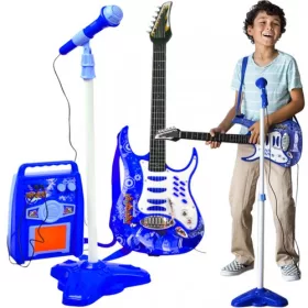   Iso trade játék elektromos gitár erősítővel és mikrofonnal - kék