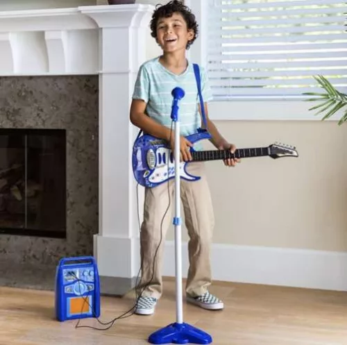 Iso trade játék elektromos gitár erősítővel és mikrofonnal - kék