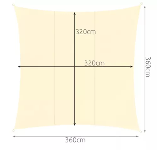 Gardlov 3,6x3,6 méteres napvitorla - bézs