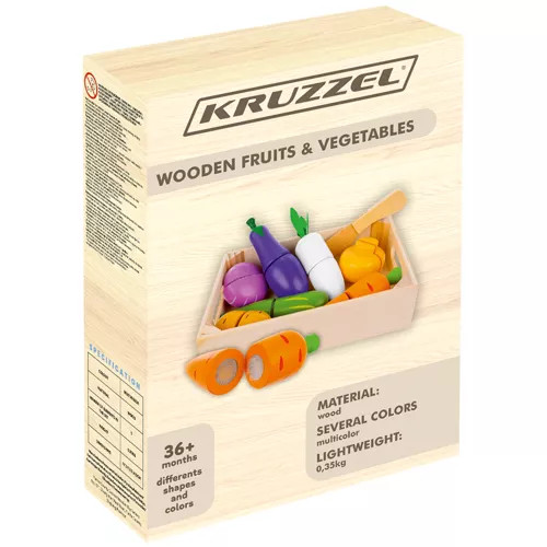 Kruzzel játék vágható zöldségek fából - 9db