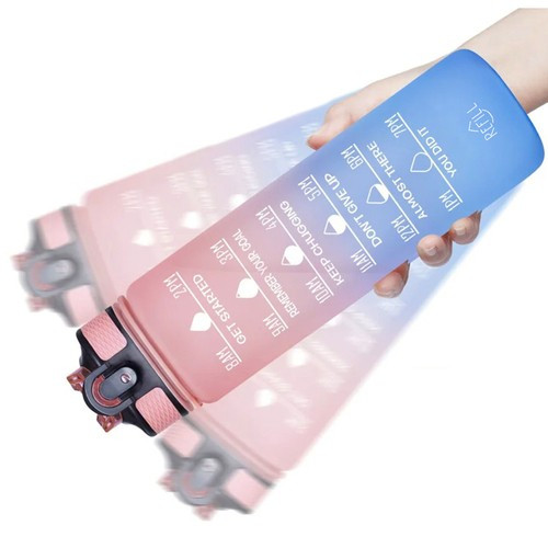 Trizand kulacs szívószállal 1 literes kapacitással - rózsaszín/kék