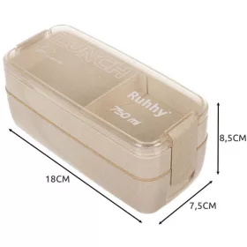 Ebéddoboz evőeszközökkel 750ml - barna