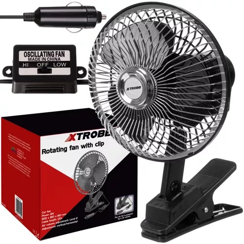 Autós ventilátor csiptető talppal - fekete