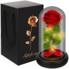 Örökrózsa burában meleg fehér LED fénnyel - 21x11cm