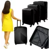 3 darabos bőrönd készlet, 39l/70l/99l - fekete
