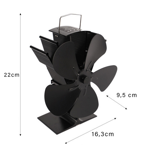 Ventilátor kandallóra 5 lapáttal - 16,3x9,5x22cm
