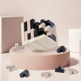 Fa logika kocka kirakójáték - 7x7x7cm