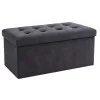 Bársonyos tárolós puff 110 literes kapacitással, szürke - 76x38x38cm