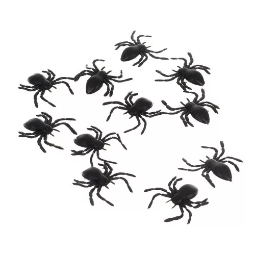 Műanyag dekorációs pók készlet, 10db - 3x3cm