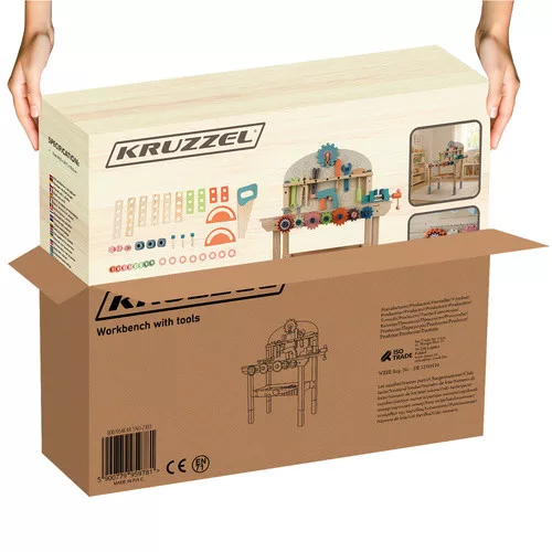 Fa játék munkapad kiegészítőkkel - 78,5x29,7x59,5cm